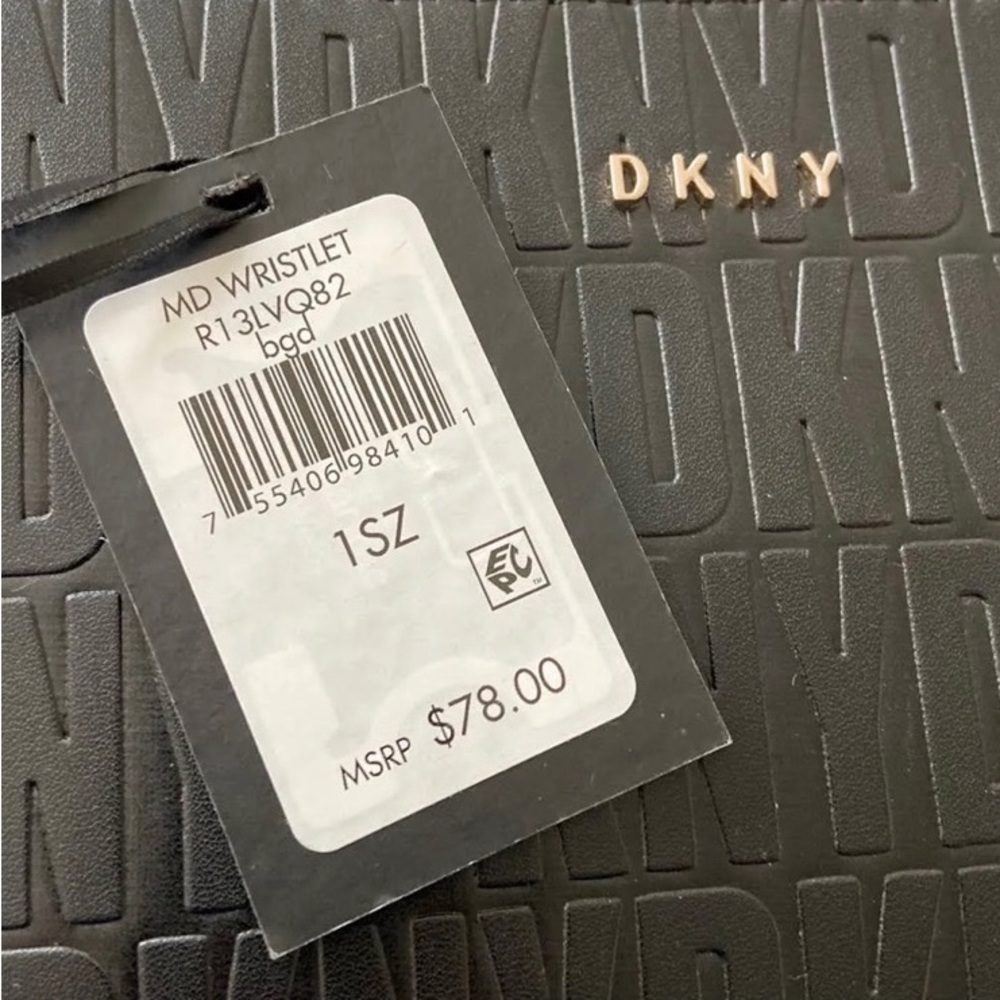 NEW DKNY Embossed Black Wristlet